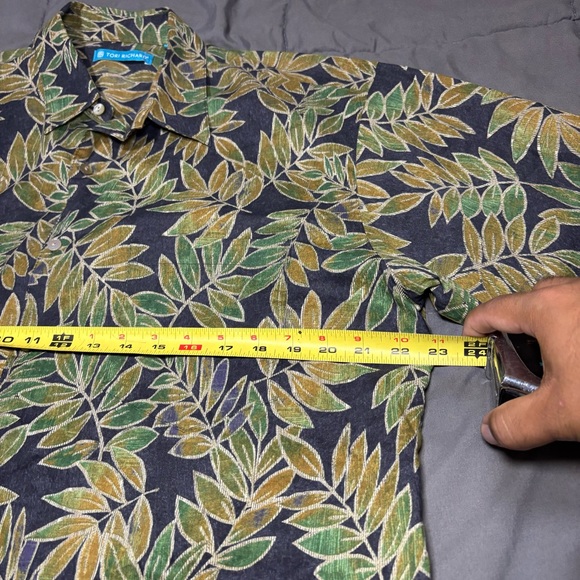 Tori Richard Mens Hawaiian Shirt Exotic Hawaiian Leaves Design Size L - Picture 10 of 11